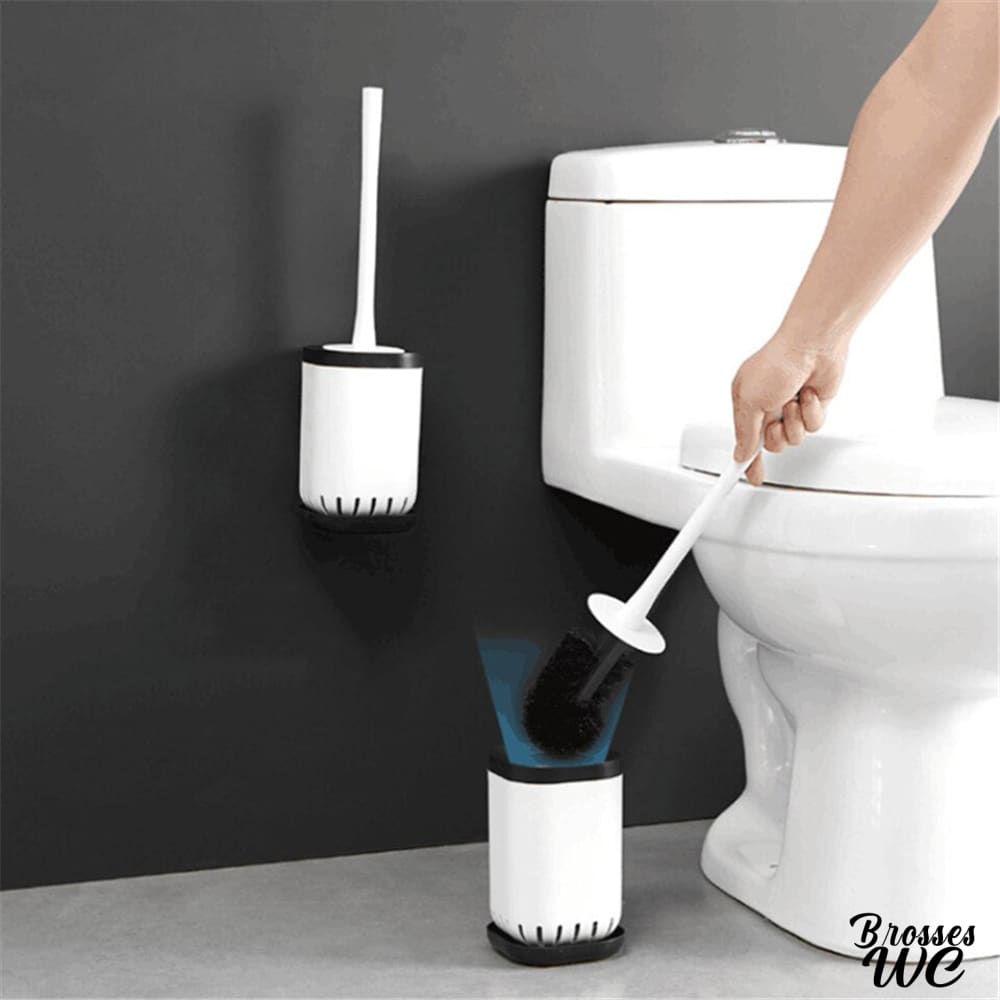  Brosse WC en silicone noir/blanc