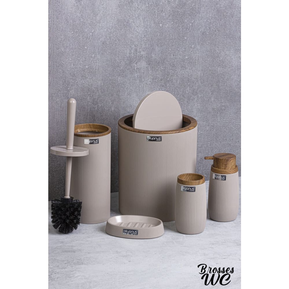 Brosse wc en bois de noyer et céramique - avec support en papier