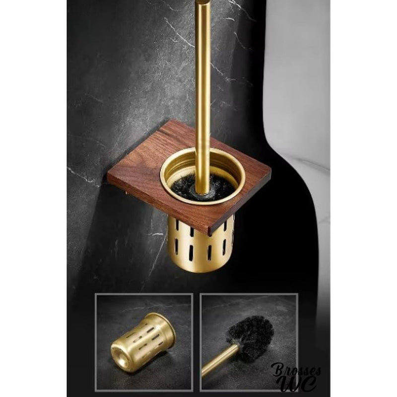 Accessoires wc aluminium brosse or