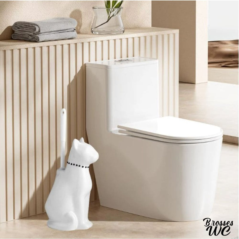 Brosse a wc chat blanc