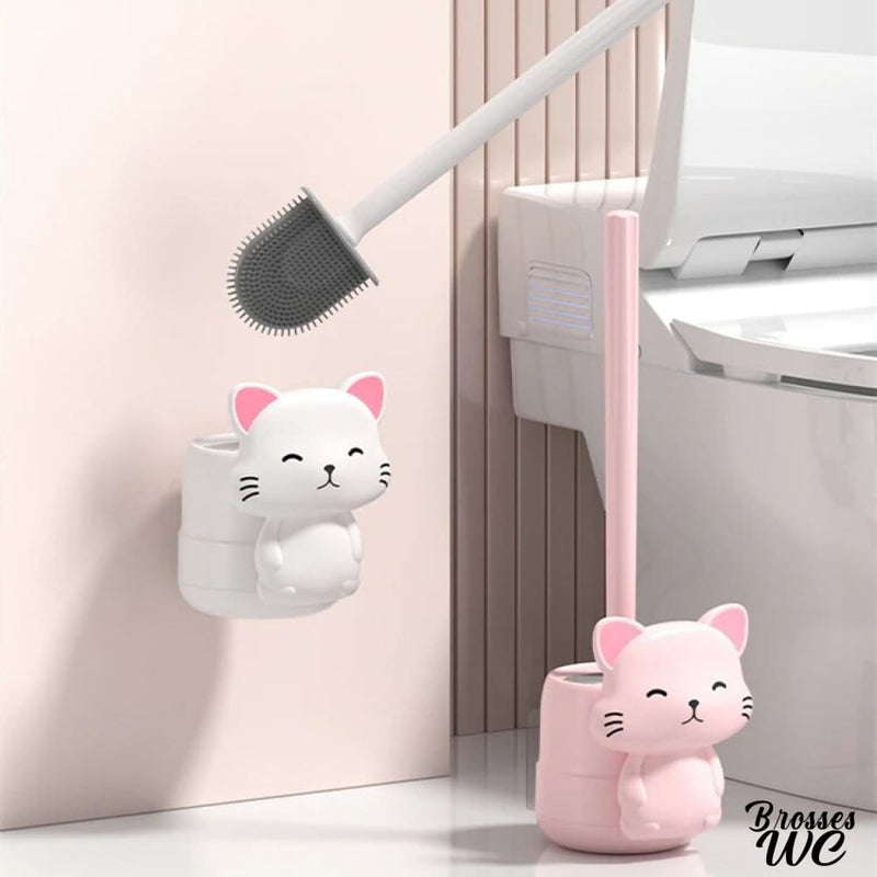Brosse a wc chat blanc