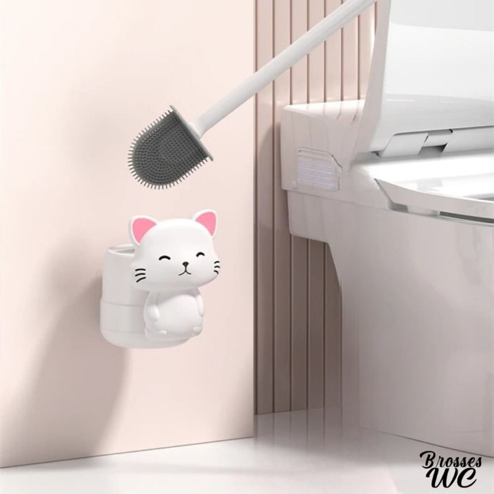 Brosse a wc chat blanc