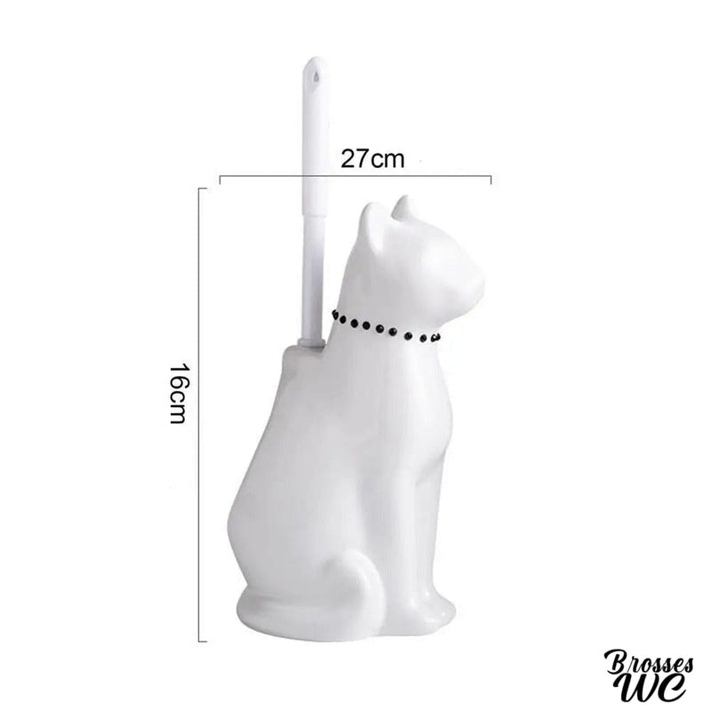Brosse a wc chat blanc