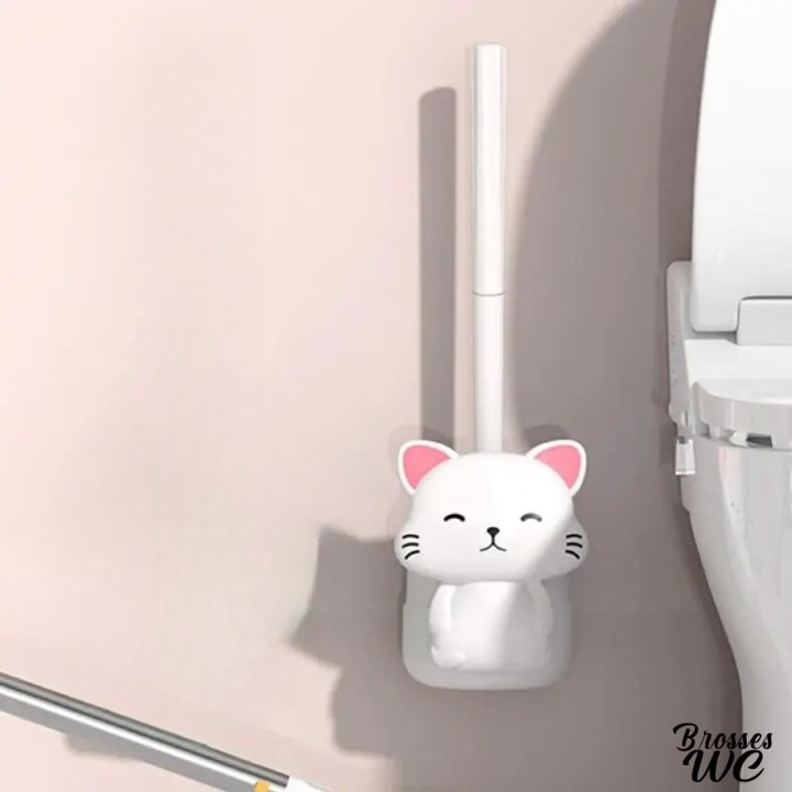 Brosse a wc chat blanc