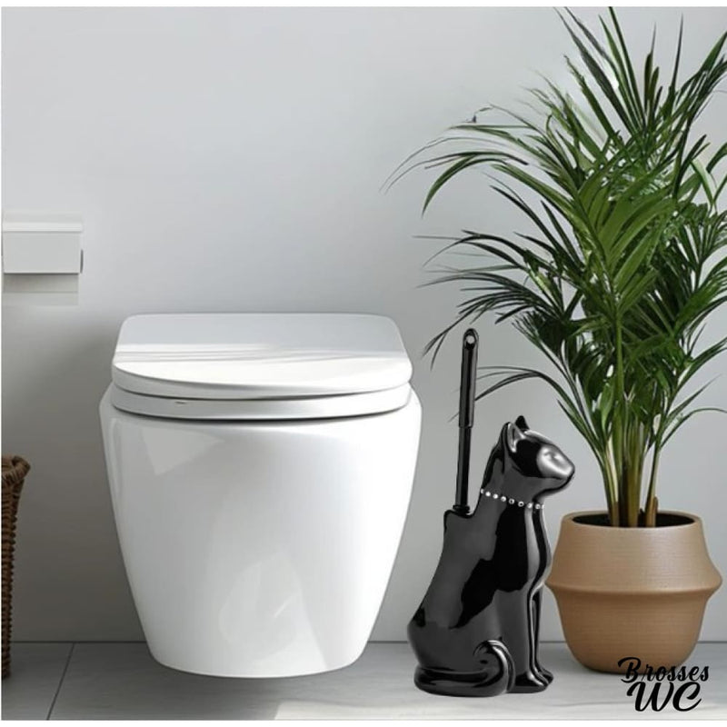 Brosse a wc chat blanc