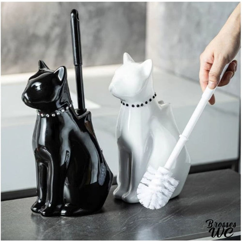Brosse a wc chat blanc