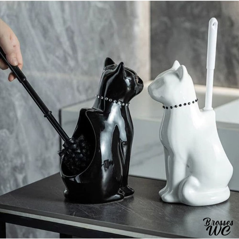 Brosse a wc chat blanc