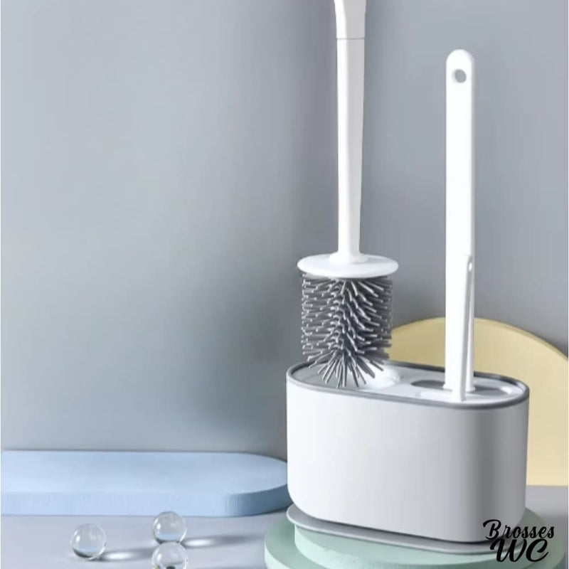 Brosse wc à deux brosses blanc