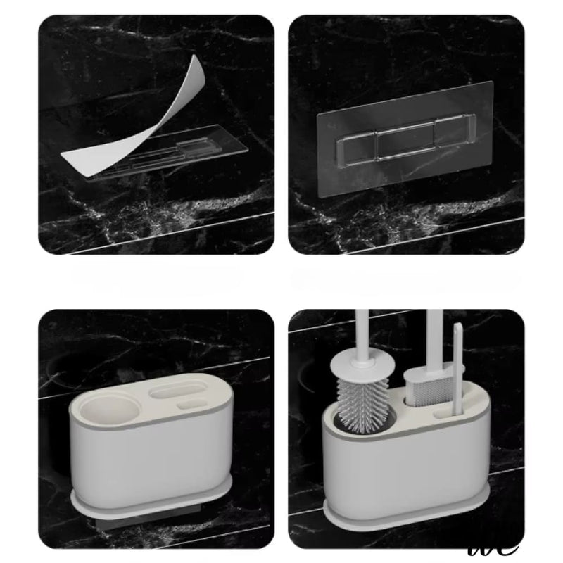 Brosse wc à deux brosses blanc