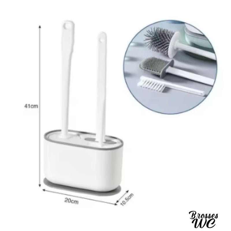 Brosse wc à deux brosses blanc