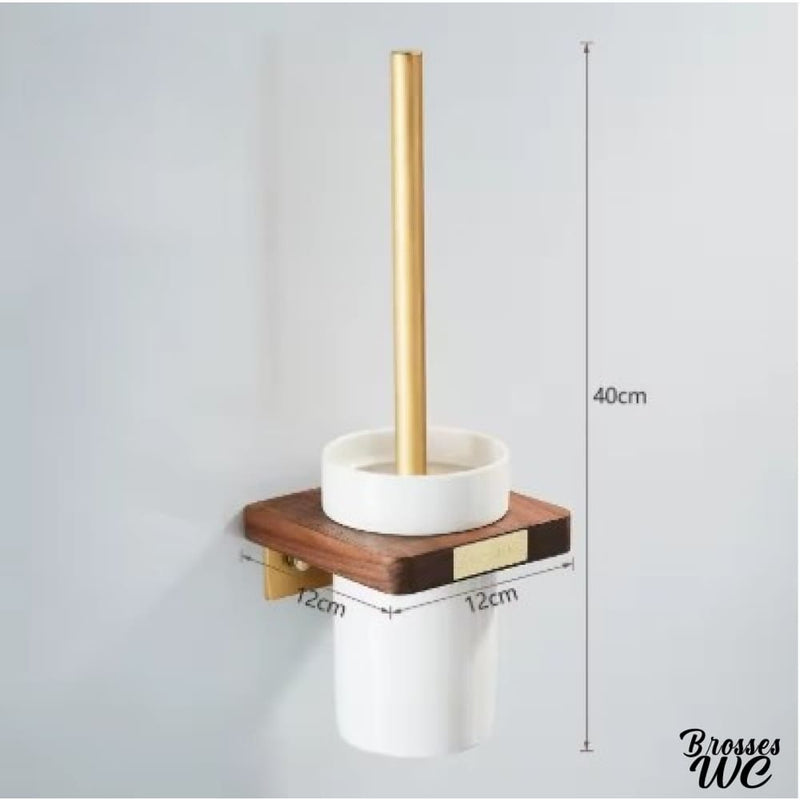 Brosse wc blanc bois céramique