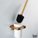 Brosse wc blanc bois céramique