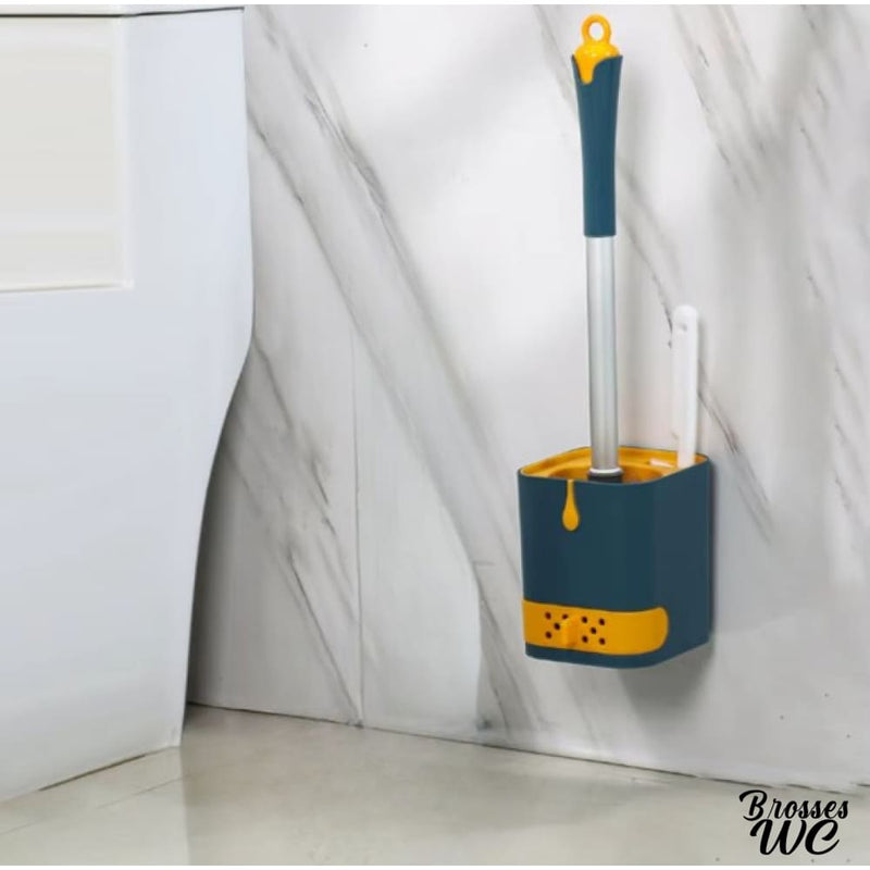 Brosse wc bleu canard