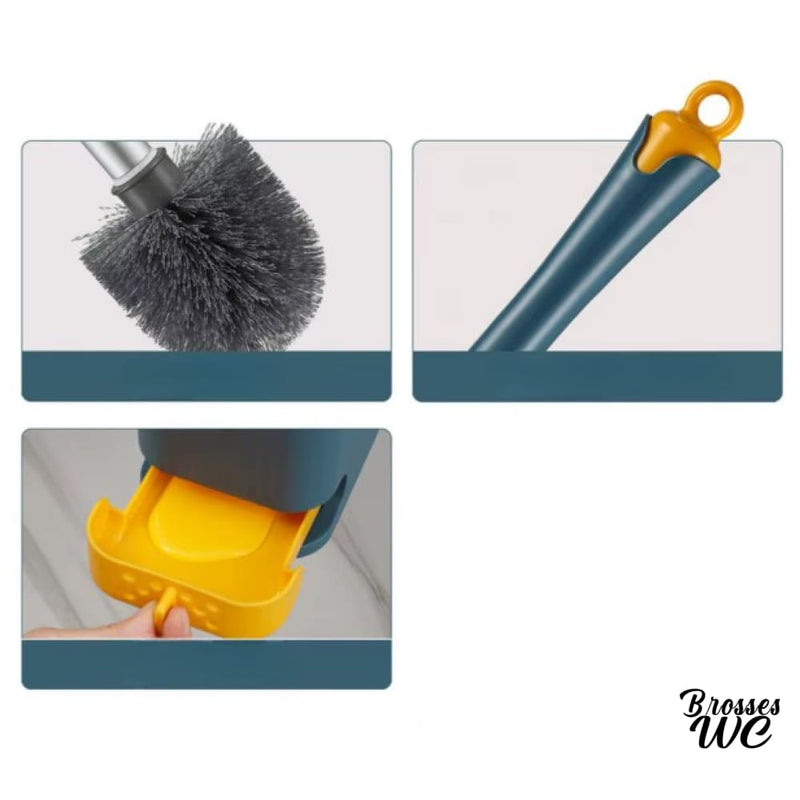 Brosse wc bleu canard