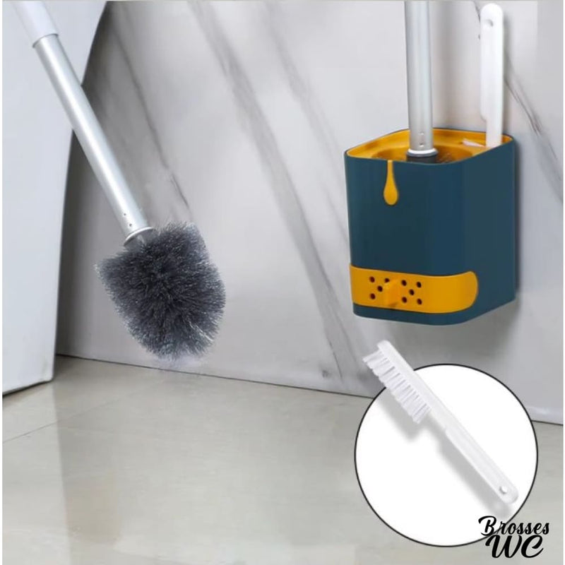 Brosse wc bleu canard