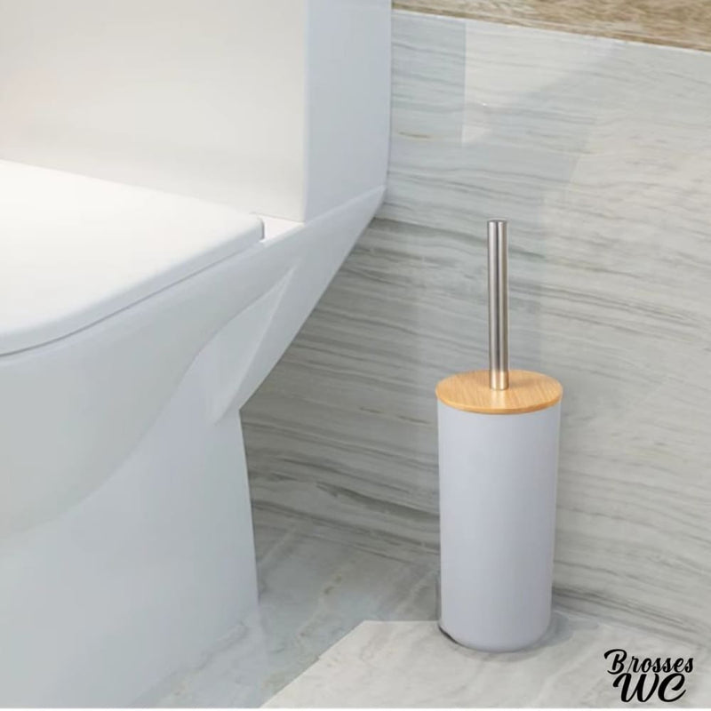 Brosse wc bois et blanc