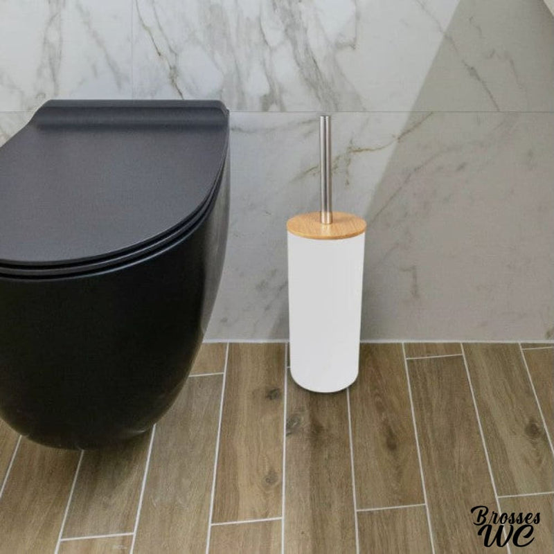 Brosse wc bois et blanc