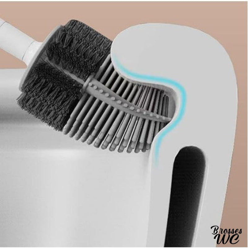 Brosse wc boule poils noirs et blancs