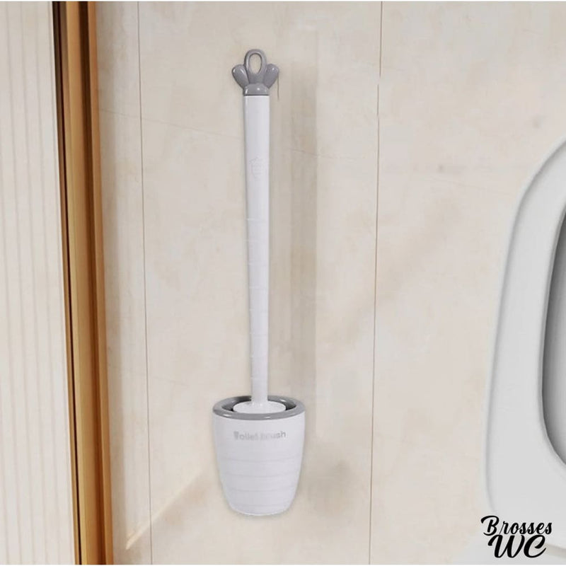 Brosse wc boule poils noirs et blancs