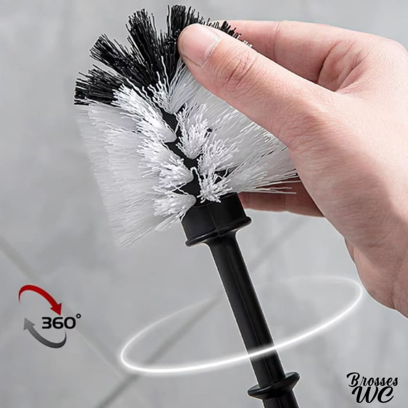 Brosse wc boule poils noirs et blancs