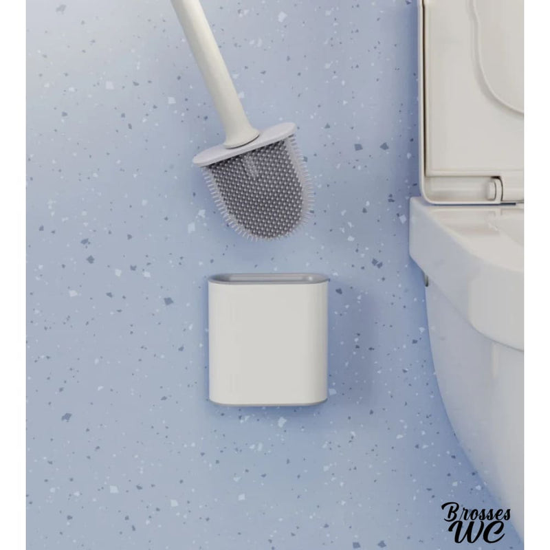 Brosse wc en silicone plate a accrocher au mur