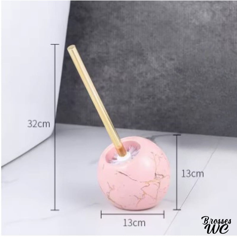 Brosse wc metal céramique rose
