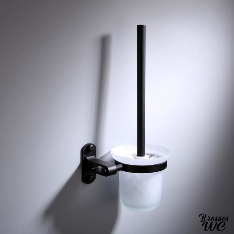 Brosse WC Design Noire Revêtement Titane Modo 
