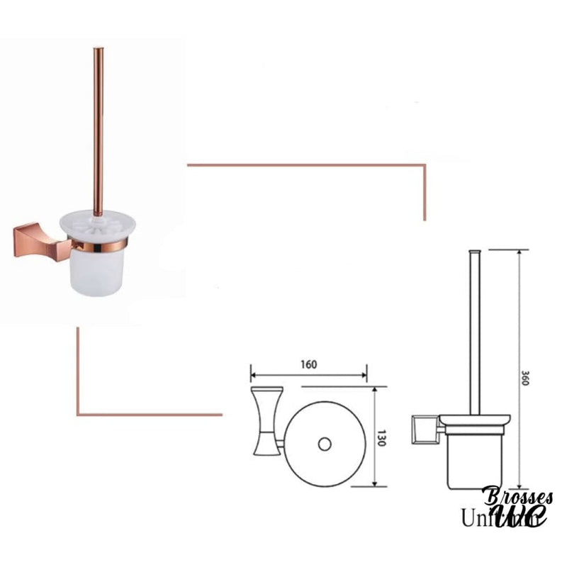 Brosse wc suspendu or rose