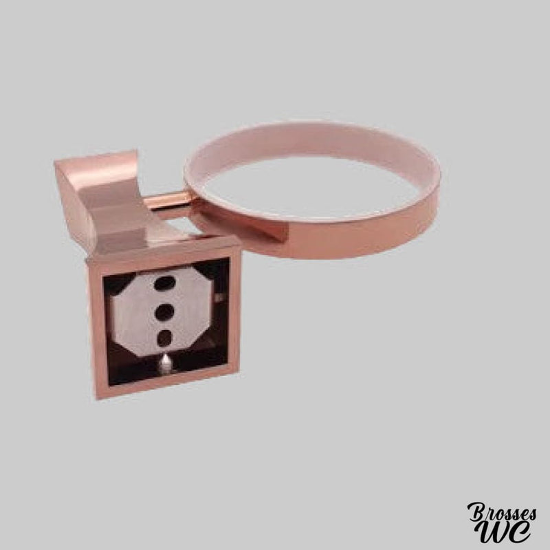 Brosse wc suspendu or rose