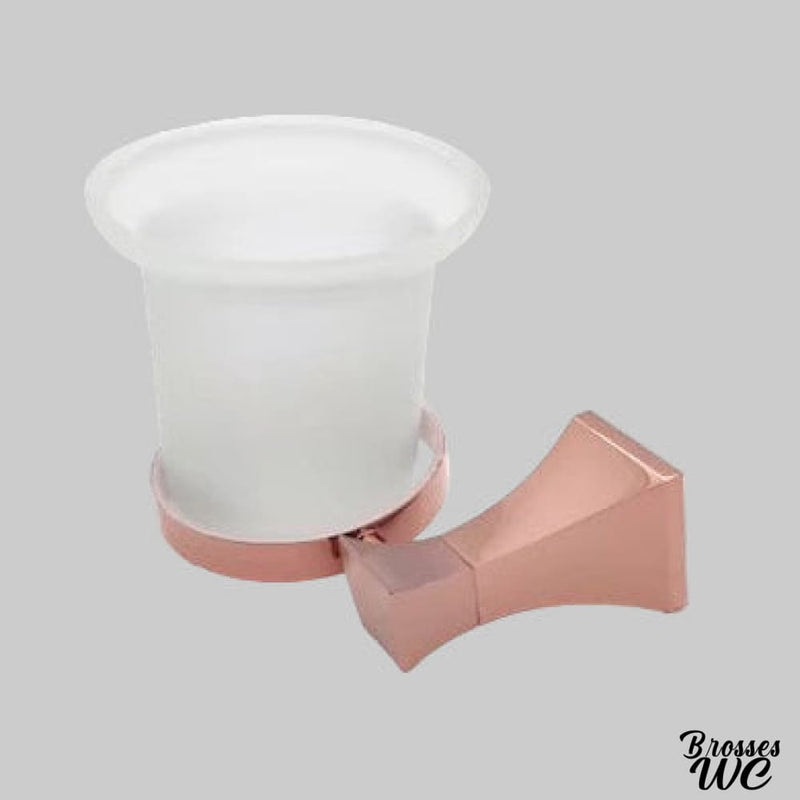 Brosse wc suspendu or rose