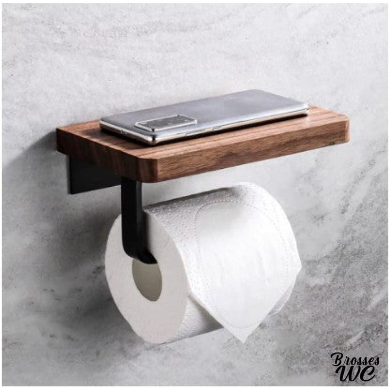 Derouleur papier wc bois avec tablette