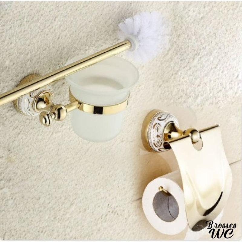 Ensemble brosse toilettes wc et pot verre