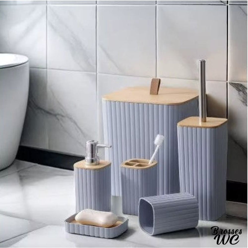 Ensemble brosse wc en bois