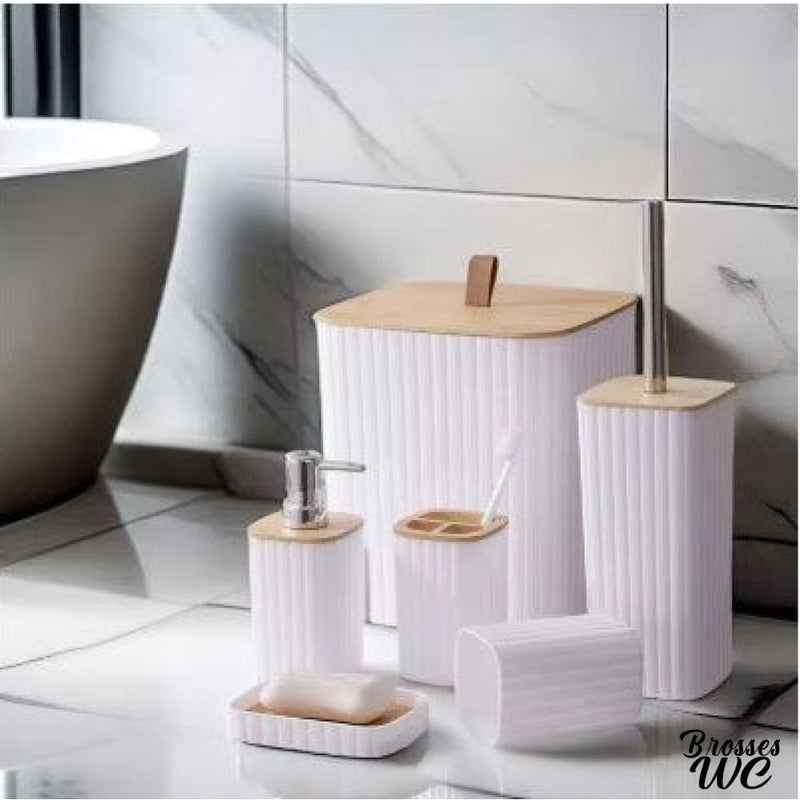 Ensemble brosse wc en bois