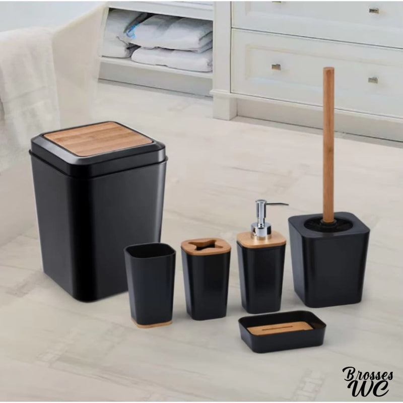 Ensemble brosse wc en bois
