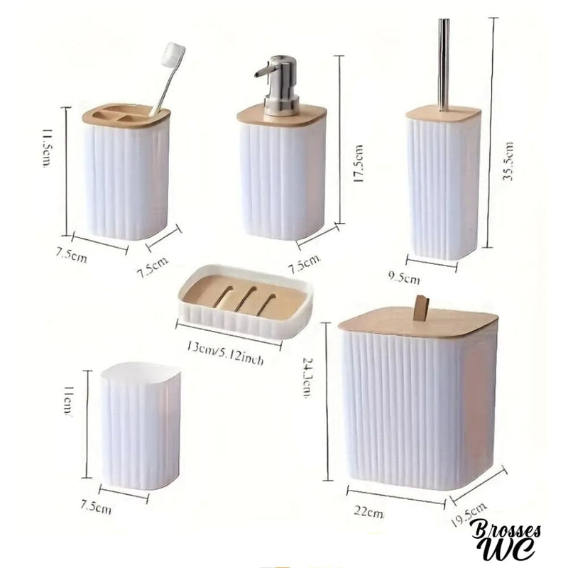 Ensemble brosse wc en bois