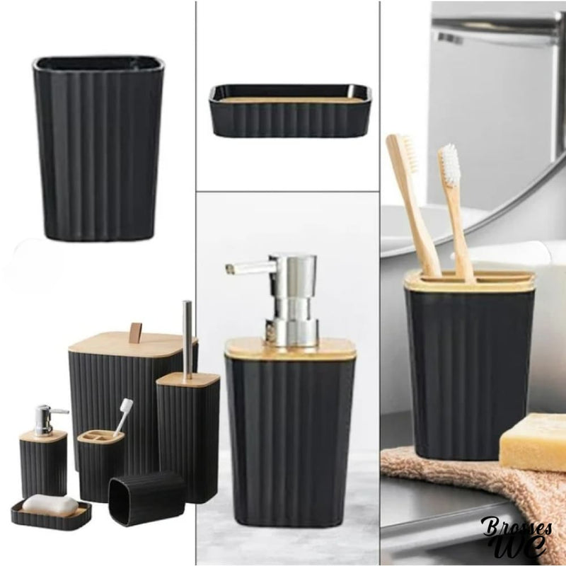 Ensemble poubelle et brosse wc noir