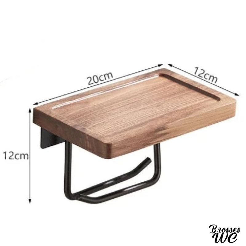 Porte papier toilette en bois noyer aluminium tablette