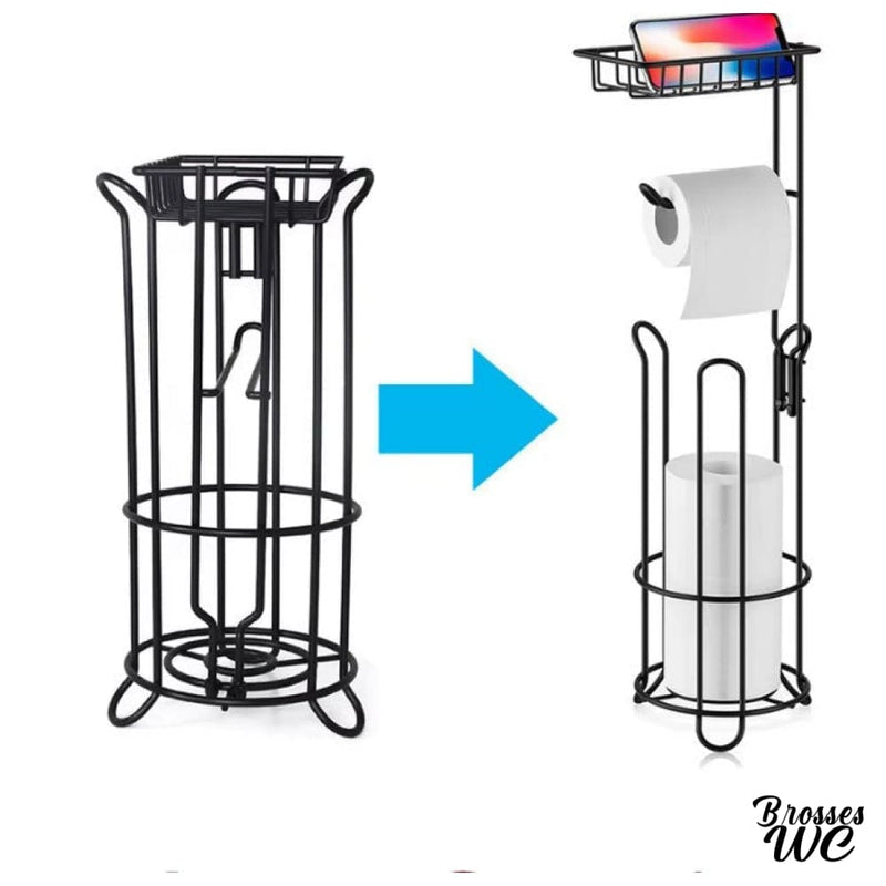 Porte papier toilette sur pied avec tablette