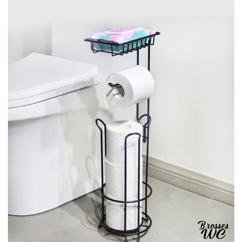 Porte papier toilette sur pied avec tablette