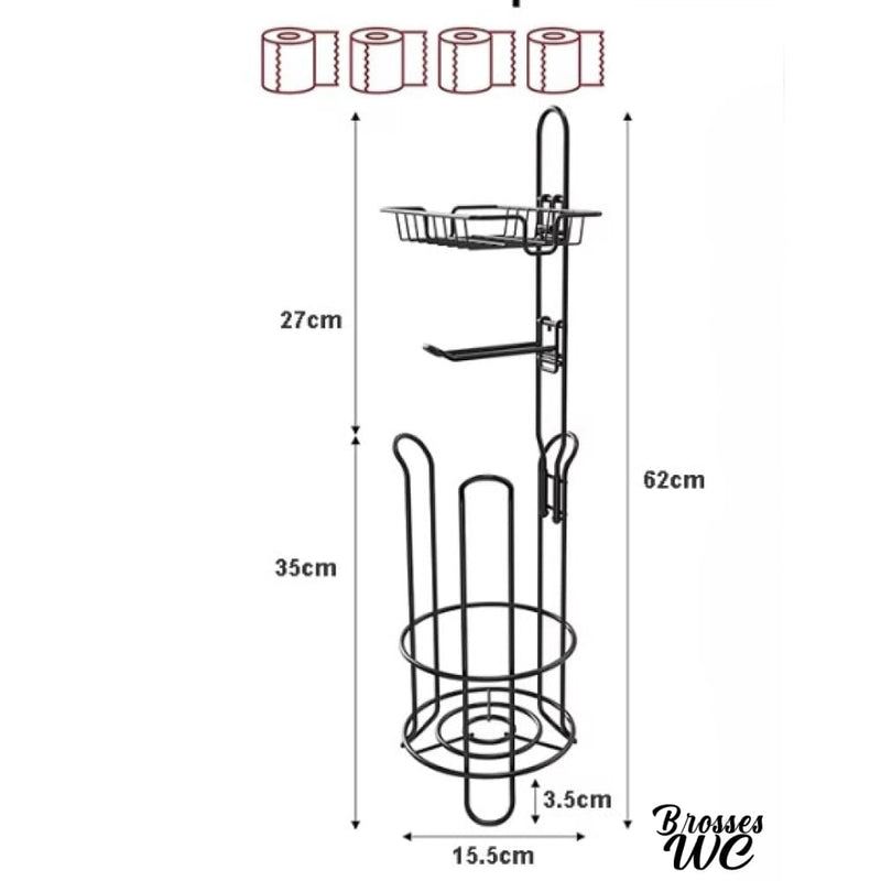 Porte papier toilette sur pied avec tablette