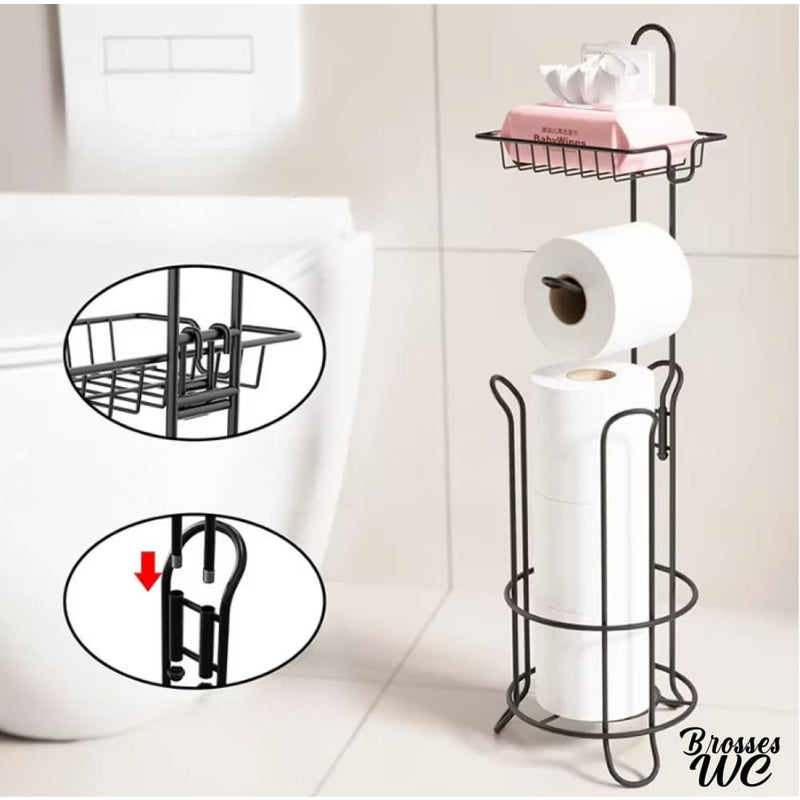 Porte papier toilette sur pied avec tablette