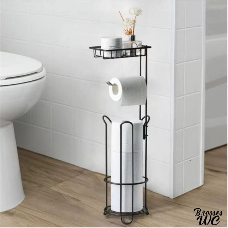 Porte papier toilette sur pied avec tablette