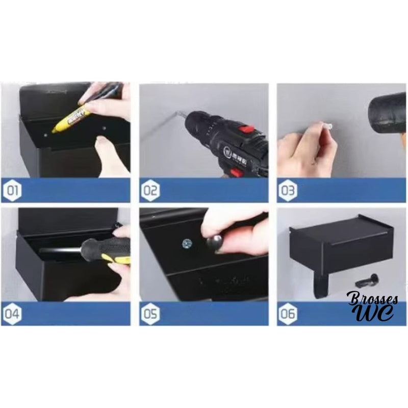 Porte rouleau papier wc noir