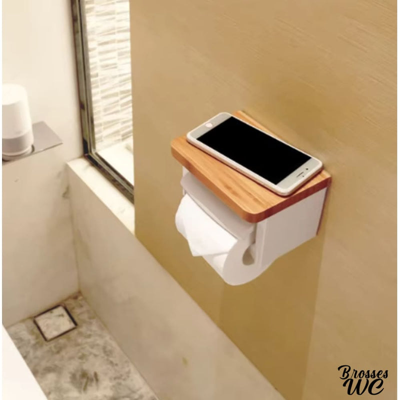 Porte rouleau wc bois metal