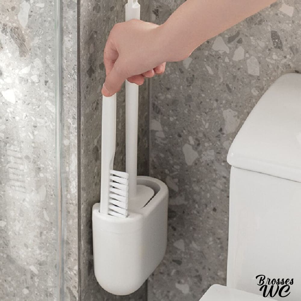 lot de 2 brosses WC en silicone avec porte-brosse respirant, blanc/gris -  PEARL