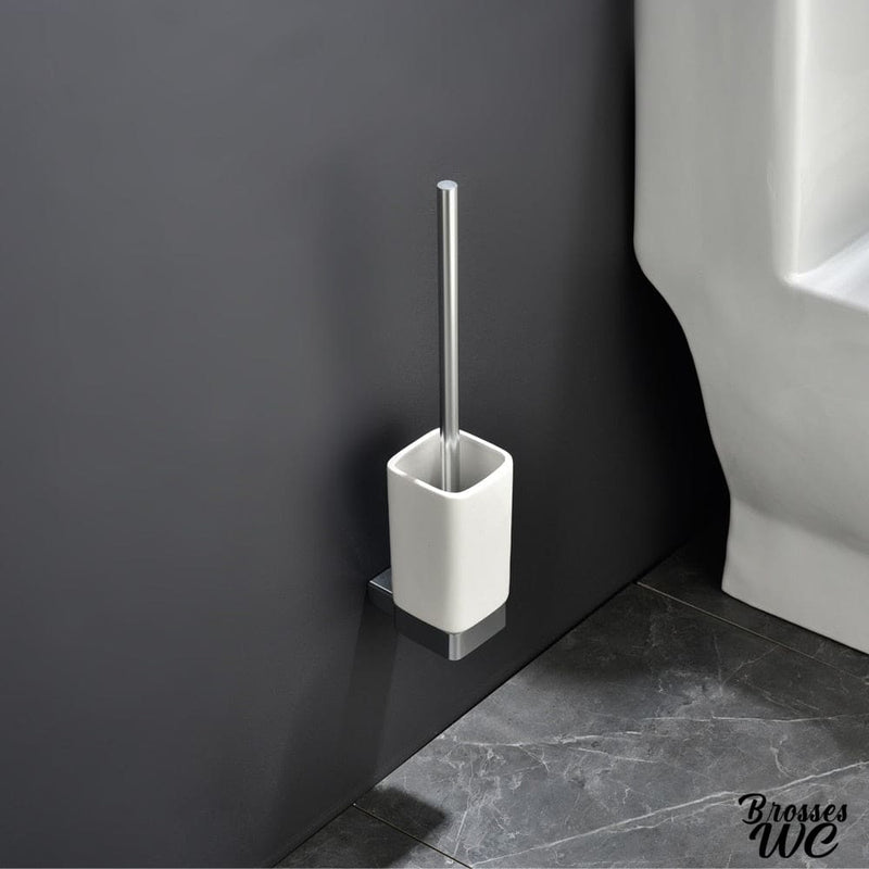 Brosse WC en silicone avec support en céramique gris