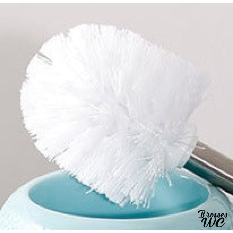 Brosse et porte-brosse wc en céramique mouchetée - blanc