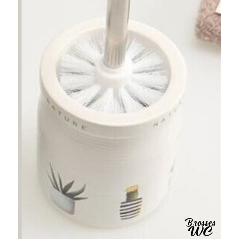 Balai-brosse WC en céramique crème moucheté, collection Jorg